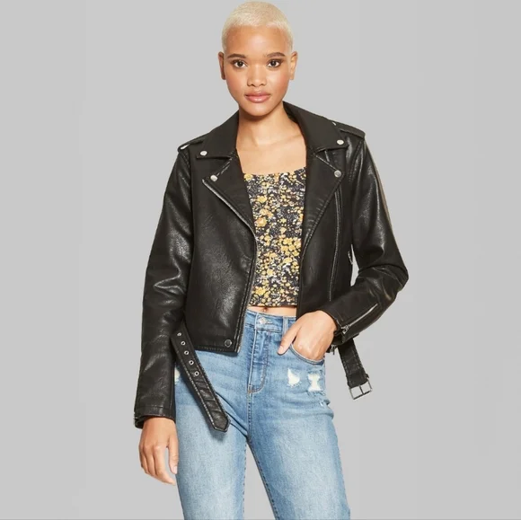 Wild Fable Black Faux Leather Moto Jacket - Picture 1 of 13